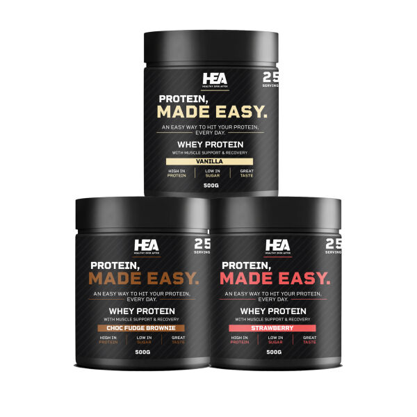 HEA  - 3PC Bundle - Mix of Whey Protein Vanilla, Whey Protein Strawberry & Whey Protein Chocolate Thumbnail